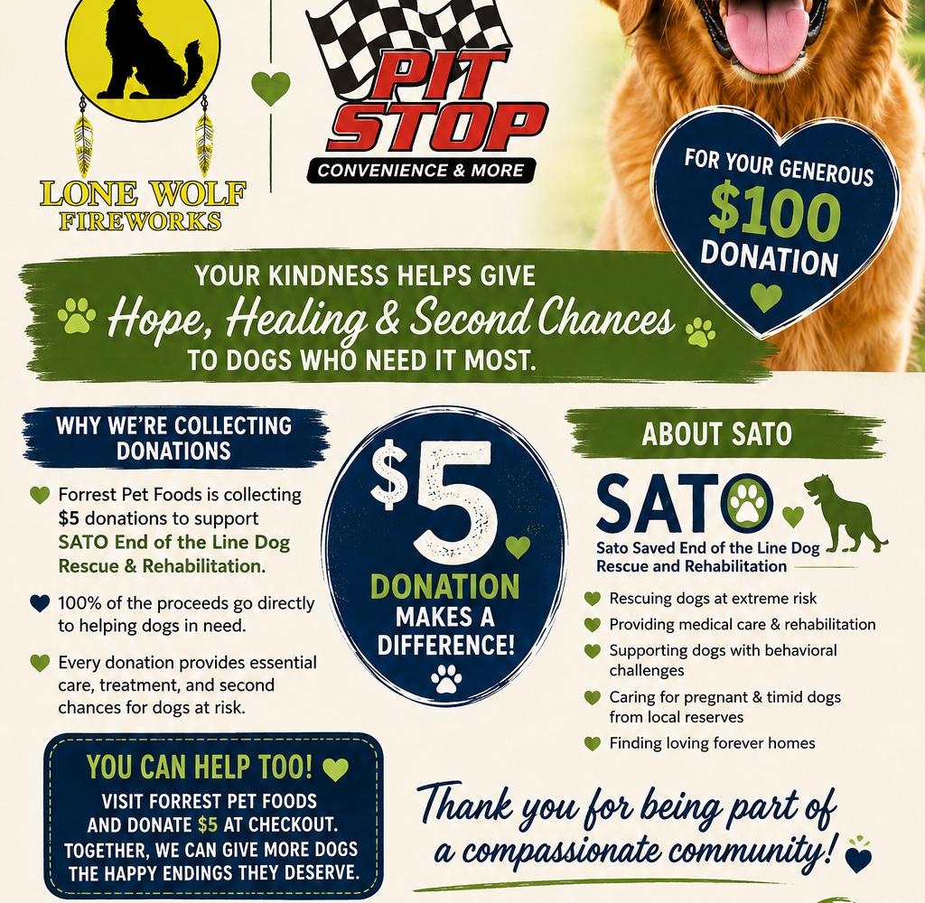 thank you for your generous donation to SATO - Lone Wolf Pit Stop