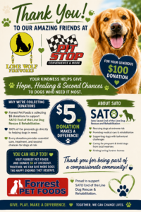 thank you for your generous donation to SATO - Lone Wolf Pit Stop